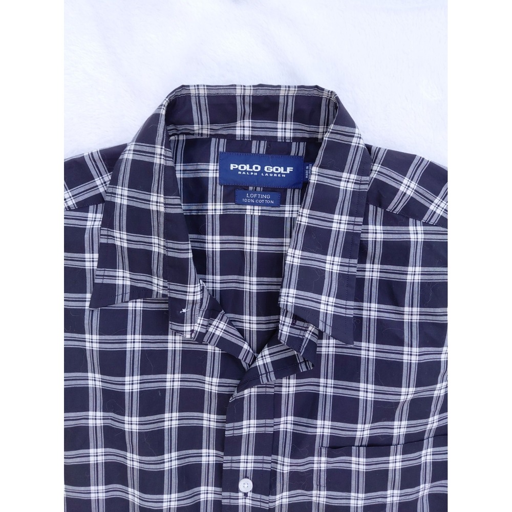 Ralph Lauren Men's  Black White Plaid Long Sleeve Button Down Shirt Size L